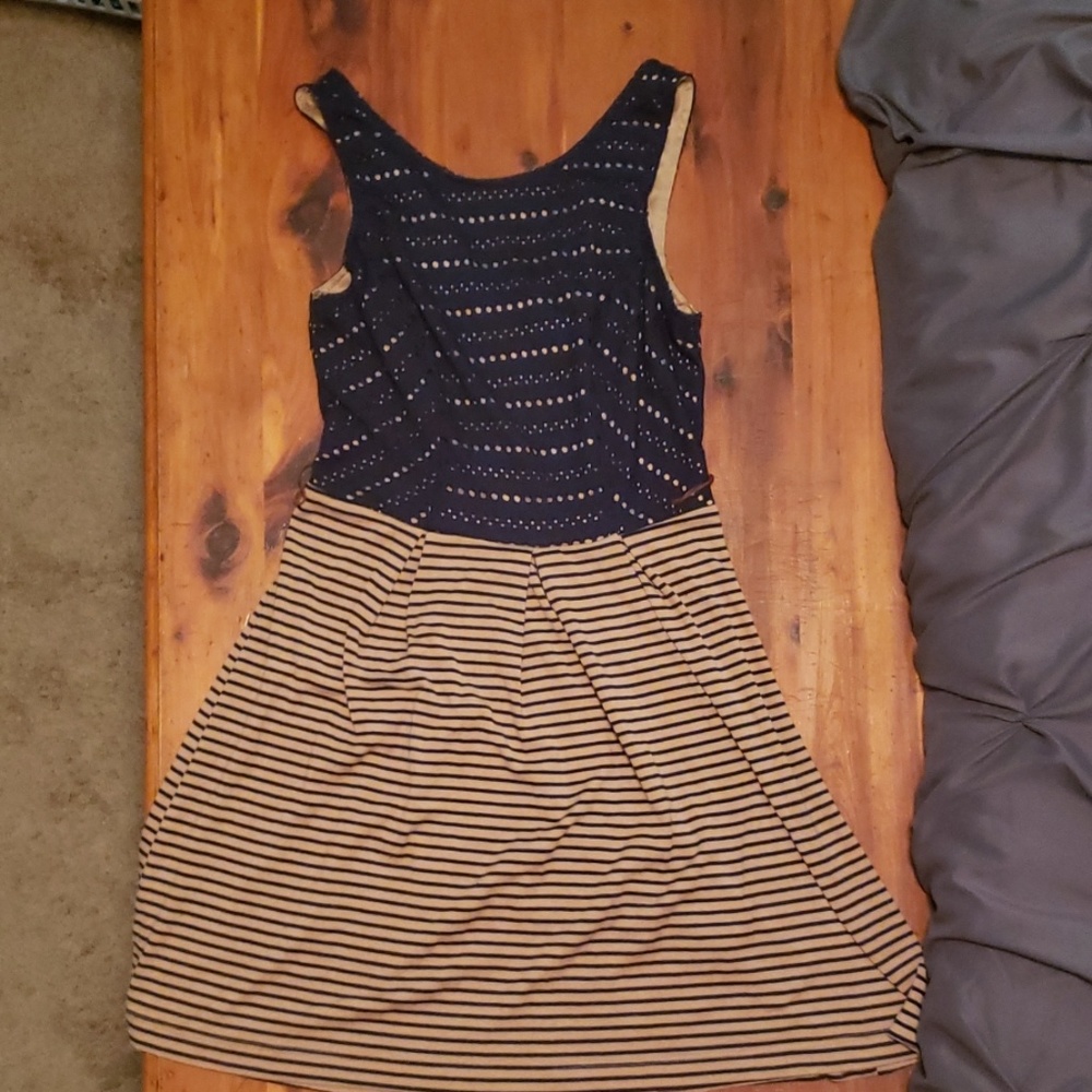 Tan and Navy Dress